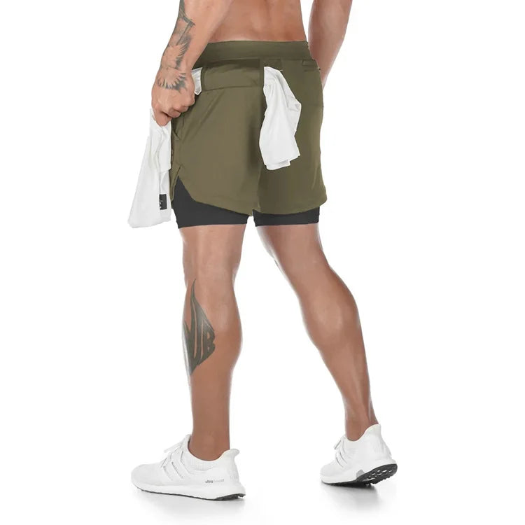 LaufWerk TrailShorts Camo – 2-in-1 Running & Fitness Shorts für Herren