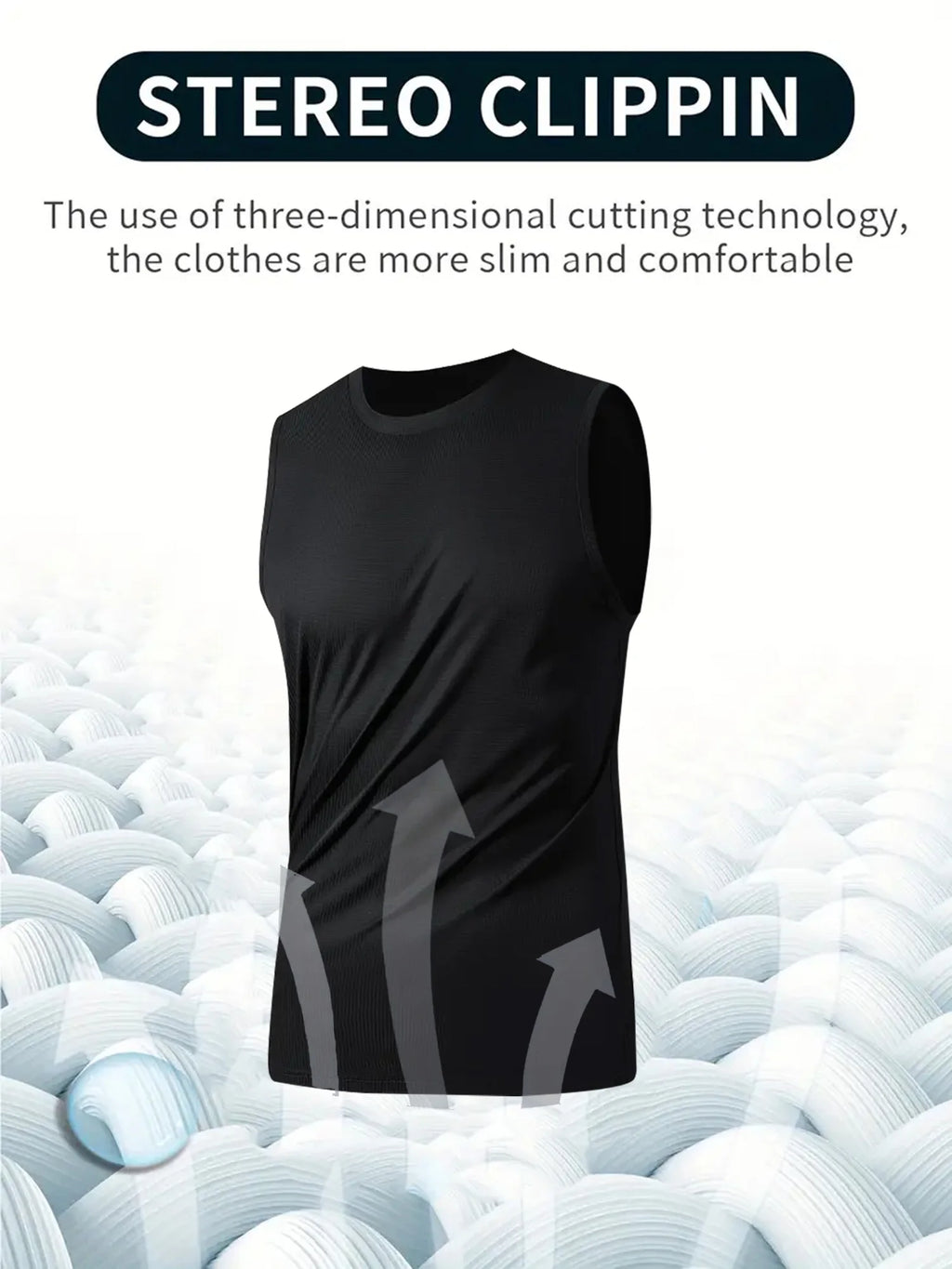 Men's Sports Vest Black 5-Piece Breathable Round Neck Slightly Elastic Fabric Pure Color Suitable for Spring, Summer and Autumn