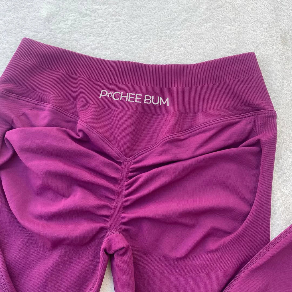 Damen Nahtlose Scrunch Butt Leggings – Low Ribbed Band, Bum Shaping, Yoga & Gym