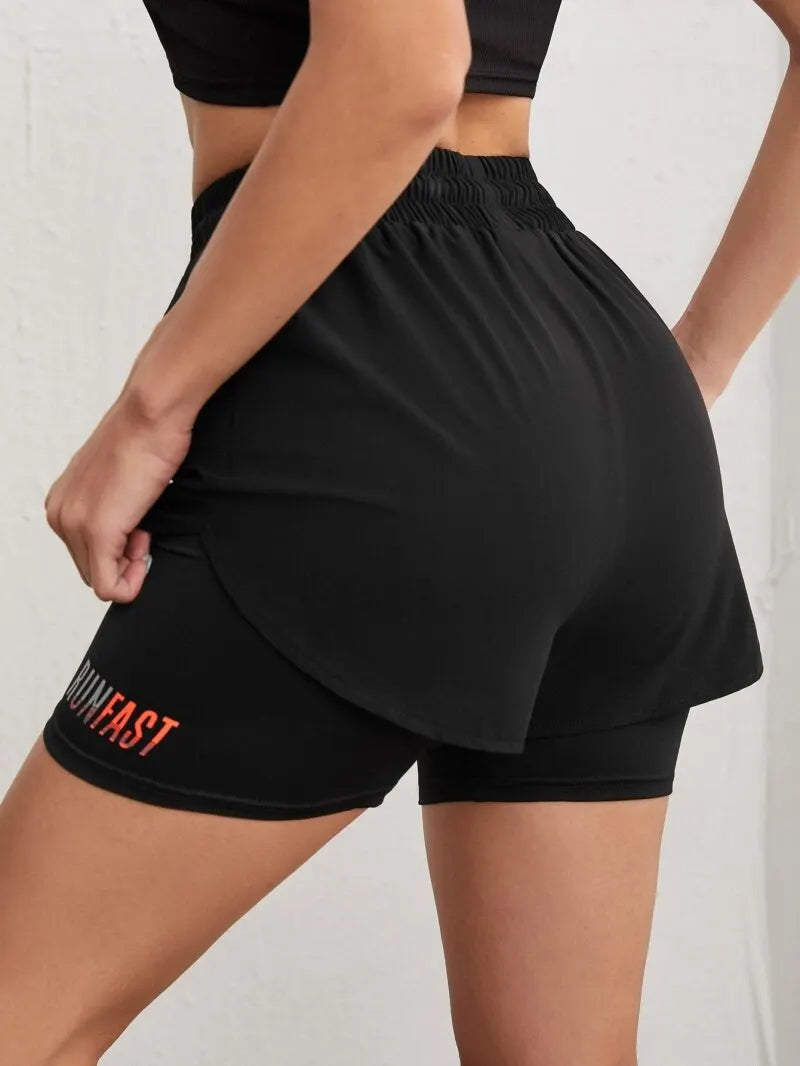 LaufWerk FlexShorts Women – High Waist Fake Two-Piece Shorts für Yoga & Running