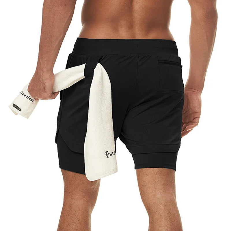 Herren 2-in-1 Sport-Shorts – Schnelltrocknend, Doppellagig, Gym & Laufen