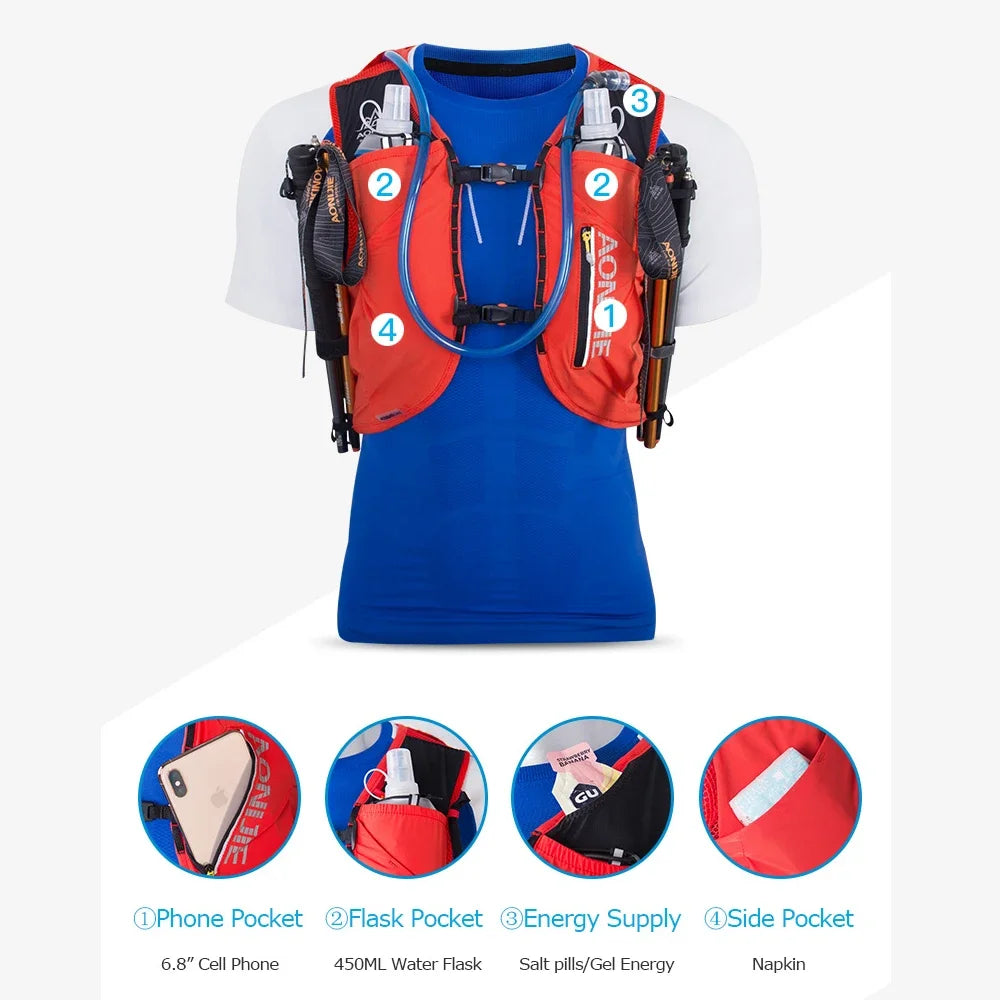 AONIJIE C962 Hydrationsweste 12L – Trailrunning, Wandern & Marathon | Softflask & Trinkblase | Unisex