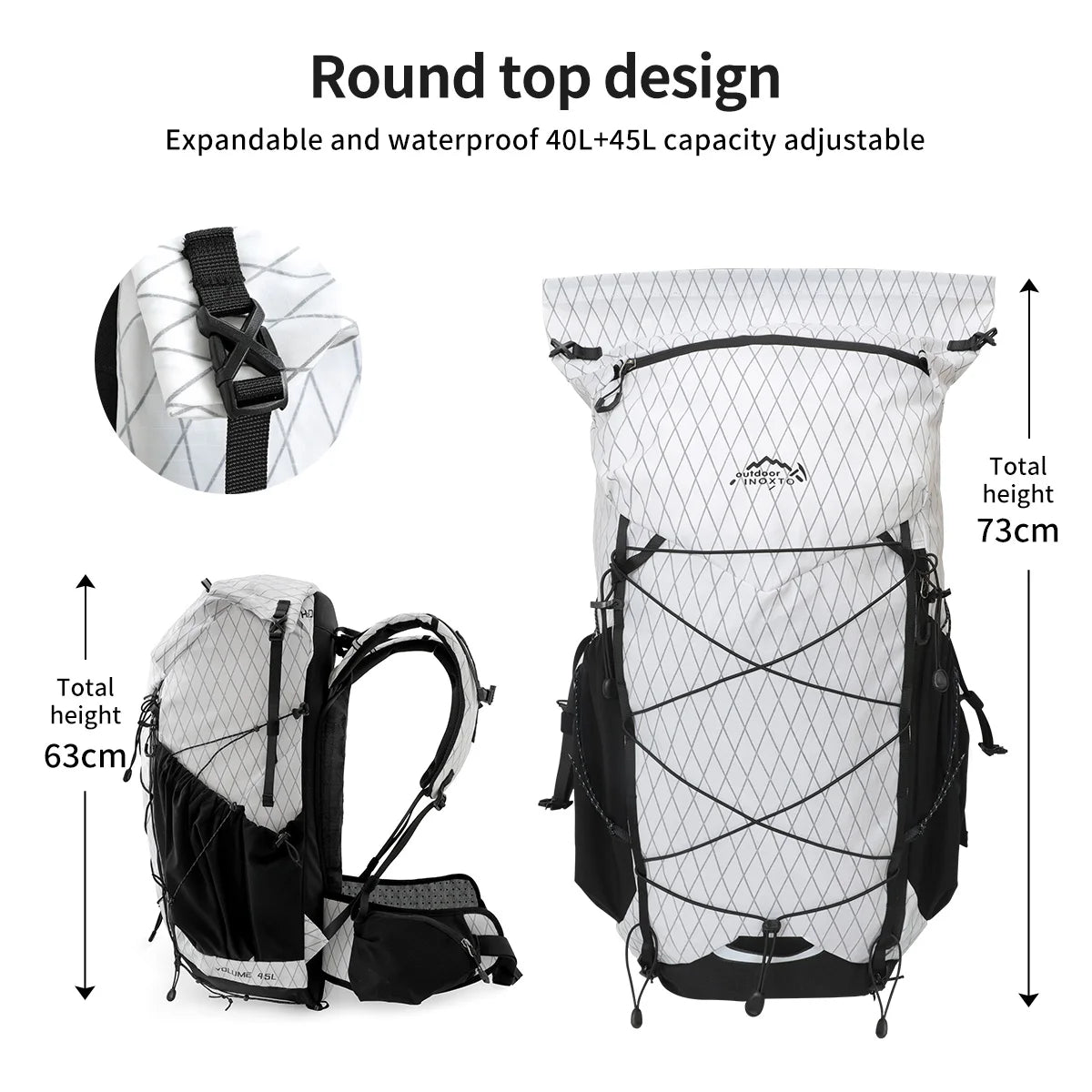 45L Trekkingrucksack mit Regencover – mit oder ohne 3L Wasserbehälter