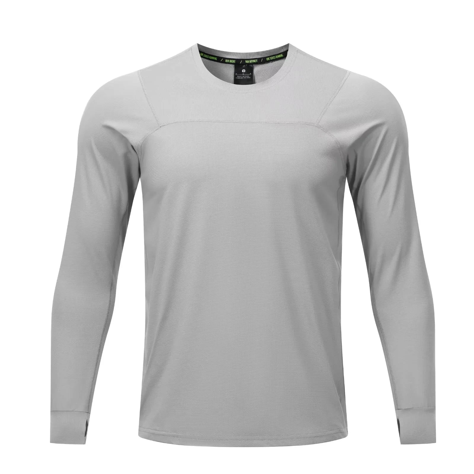 Herren Langarm Laufshirt – Schnelltrocknend, Loose Fit | Daumenloch & Tasche | Marathon, Outdoor | M–3XL (Asian Size)