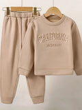 Mädchen 2-teiliges Set | Hoodie + Hose, Prägebuchstaben, Rundhals, Casual Sportswear, 4–7 Jahre