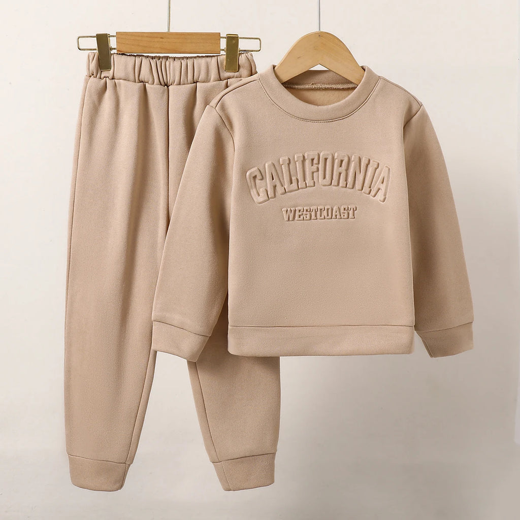 Mädchen 2-teiliges Set | Hoodie + Hose, Prägebuchstaben, Rundhals, Casual Sportswear, 4–7 Jahre