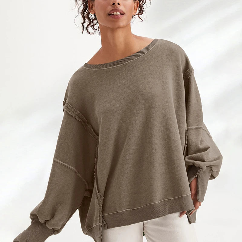 Damen Oversized Hoodie | 100% Baumwolle, Patchwork, Streetwear