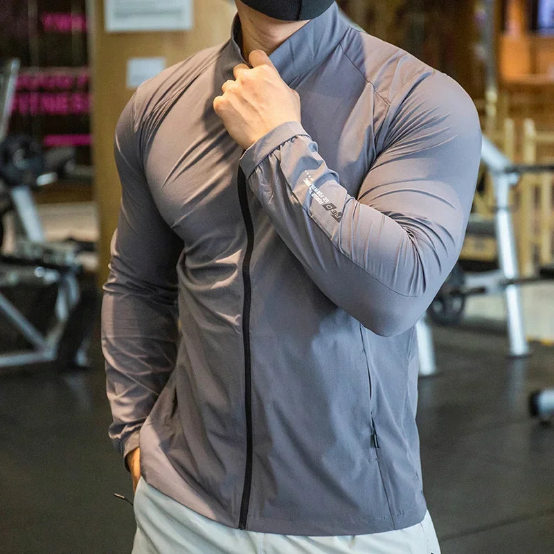 Herren Laufjacke – Elastisch, atmungsaktiv & schnelltrocknend | Kompressions-Oberteil für Gym, Laufen & Radfahren | XS–3XL