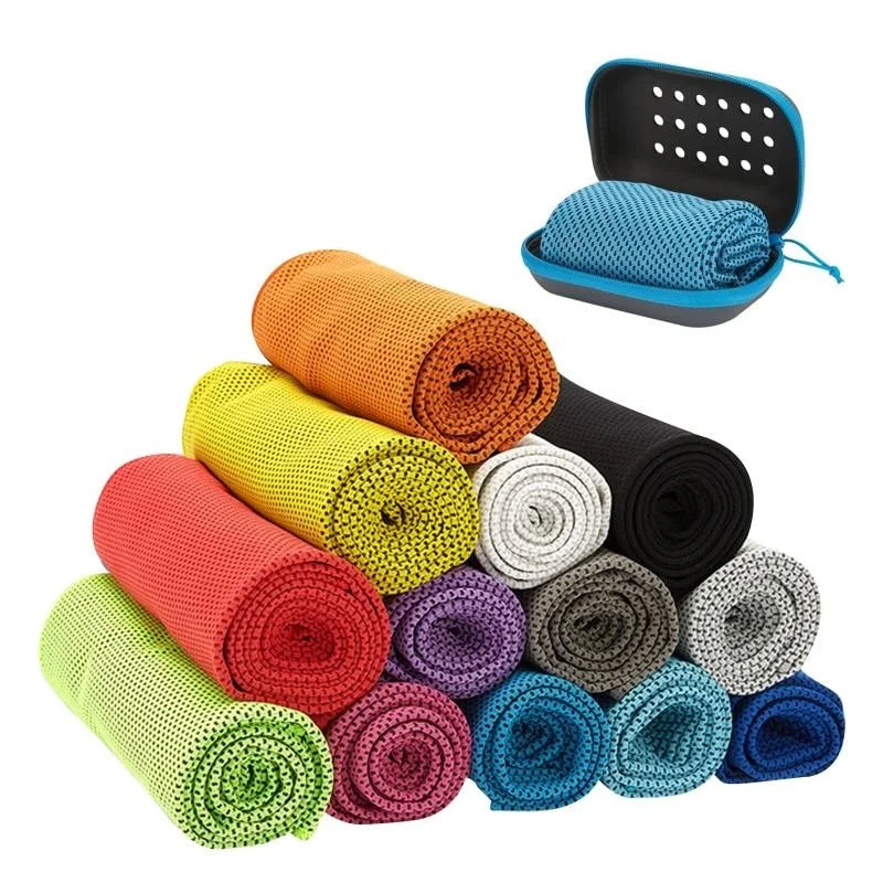Kühlhandtuch Sport – Schnelltrocknend, Atmungsaktiv & Kühlend | Mit Aufbewahrungsbox | Laufen, Yoga & Gym