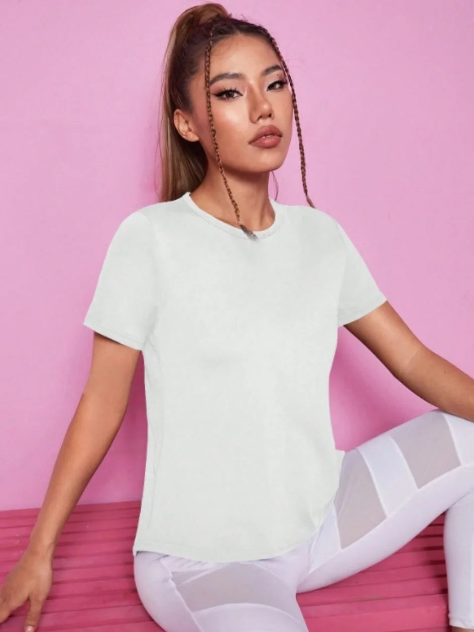 Yoga Outfit Damen – Lockeres Sport-T-Shirt mit Mesh-Rücken, atmungsaktiv & schnelltrocknend