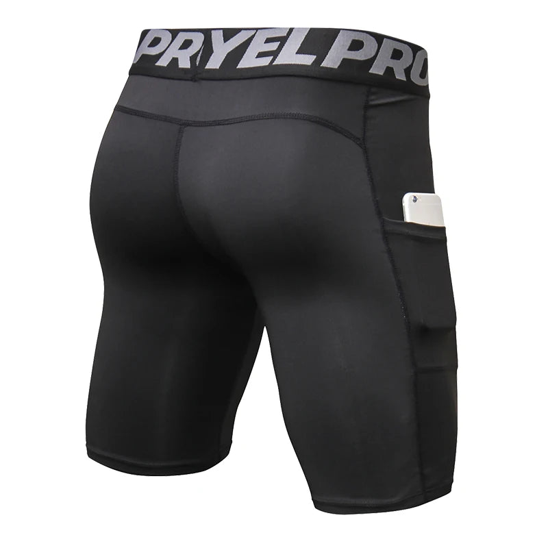 Herren Kompressions-Shorts mit Tasche | Schnelltrocknend für Laufen, Gym & Fitness