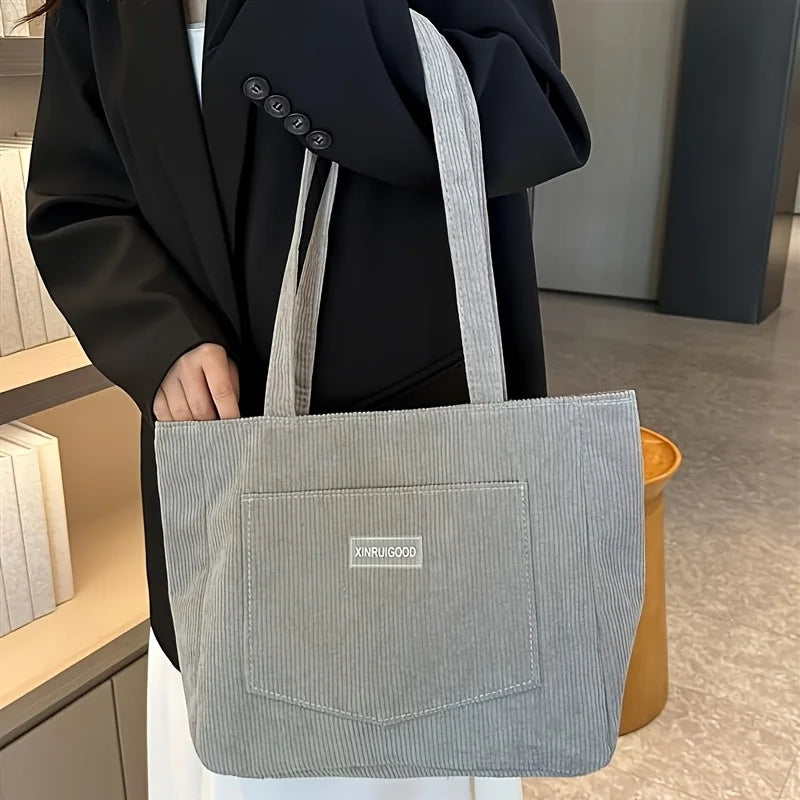 Damen Cord Tote Bag – Großes Fassungsvermögen, Casual Fashion Handtasche