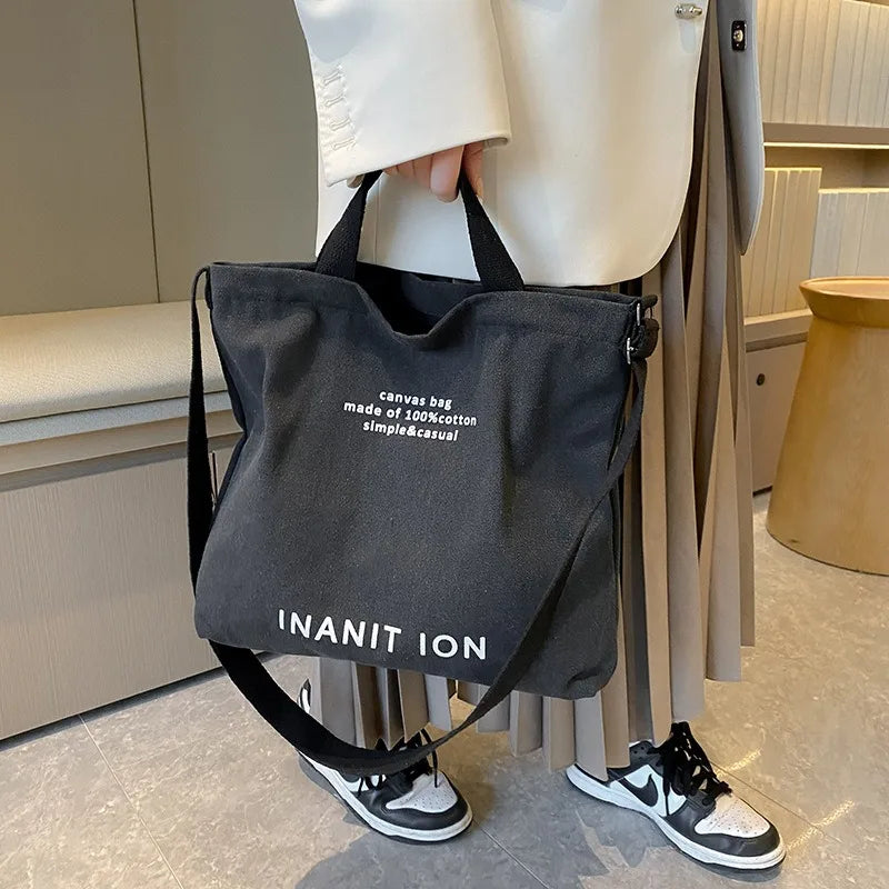 Canvas Messenger Bag – Japanischer Stil, Unisex, Großes Fassungsvermögen