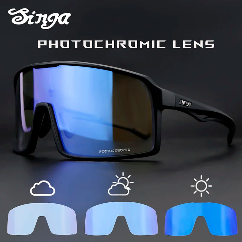 Singa Photochromic Cycling Sunglasses SG9025 – UV400, CE Certified, Road & MTB Bike Eyewear for Men & Women