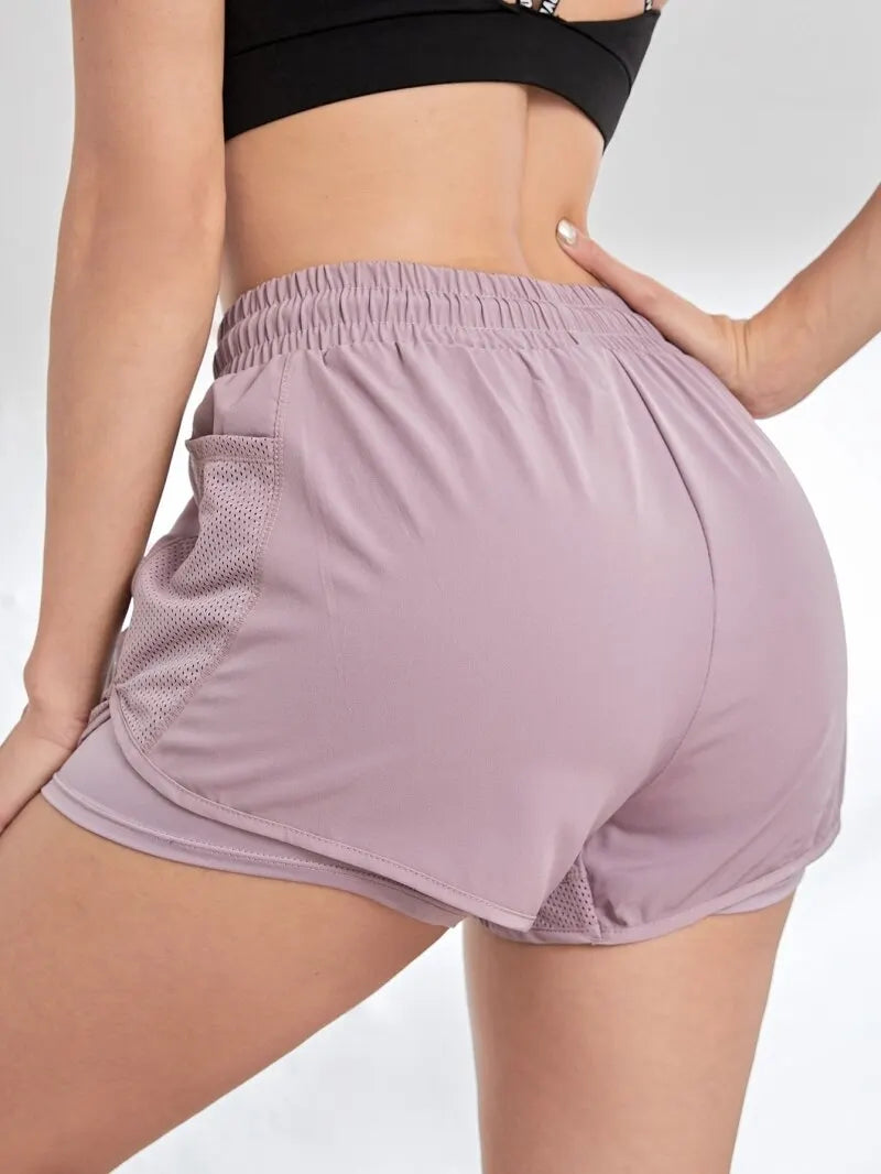 Damen Sport-Shorts mit Taschen | Elastisch, Yoga & Laufen – 2-in-1 Leggings-Look