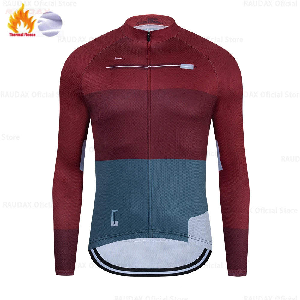 Raudax 2026 Herren Winter-Radtrikot – Thermal Fleece, 12 Farben, MTB & Road