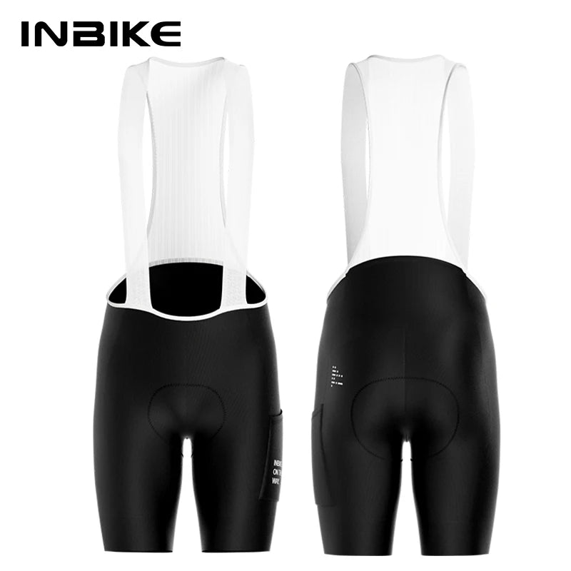 INBIKE Herren Fahrrad-Trägerhose – Gepolstert, atmungsaktiv, mit Taschen