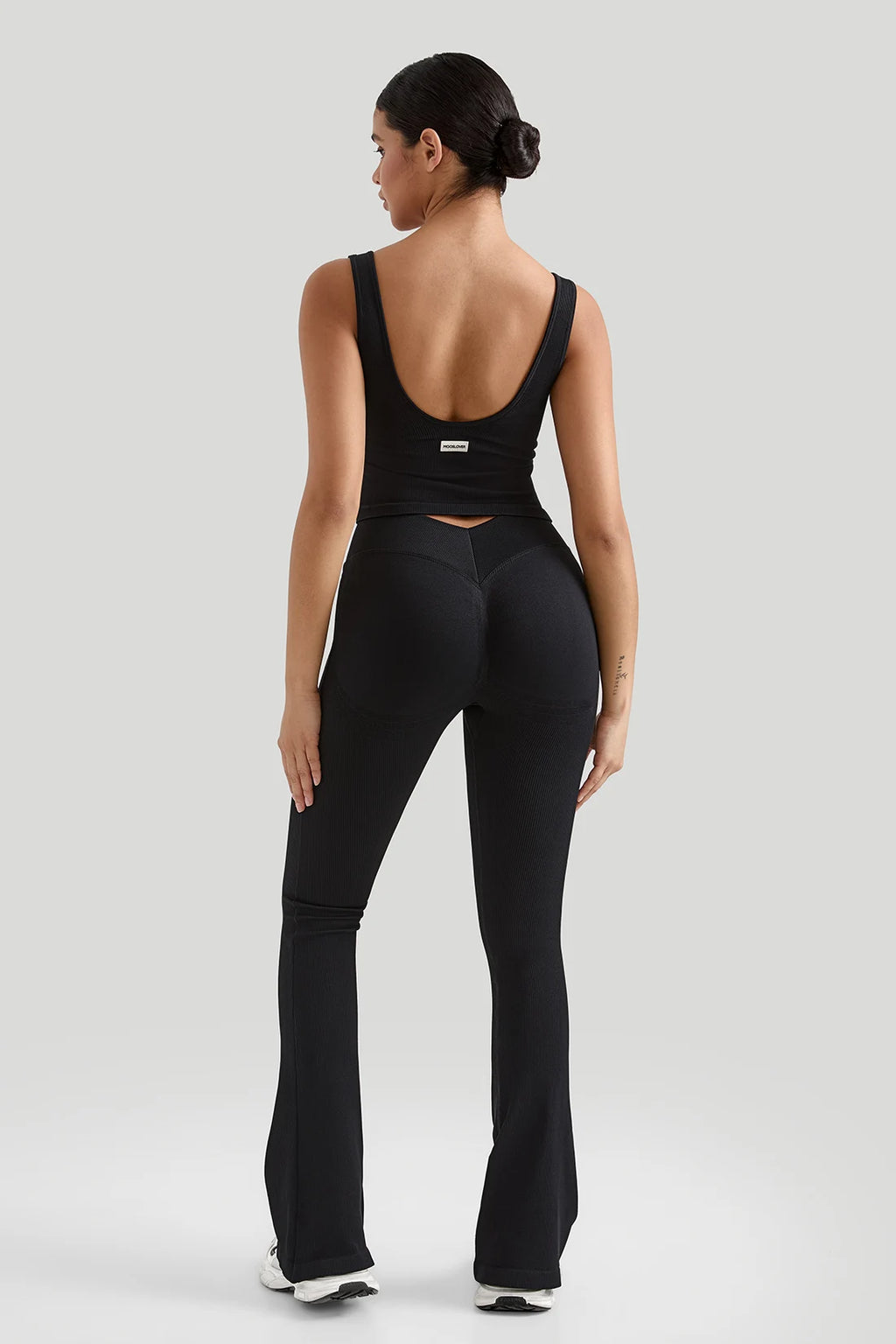 Geripptes Yoga Set Damen – Sport-BH, Weste & Schlaghose mit V-Bund | Gym Tracksuit