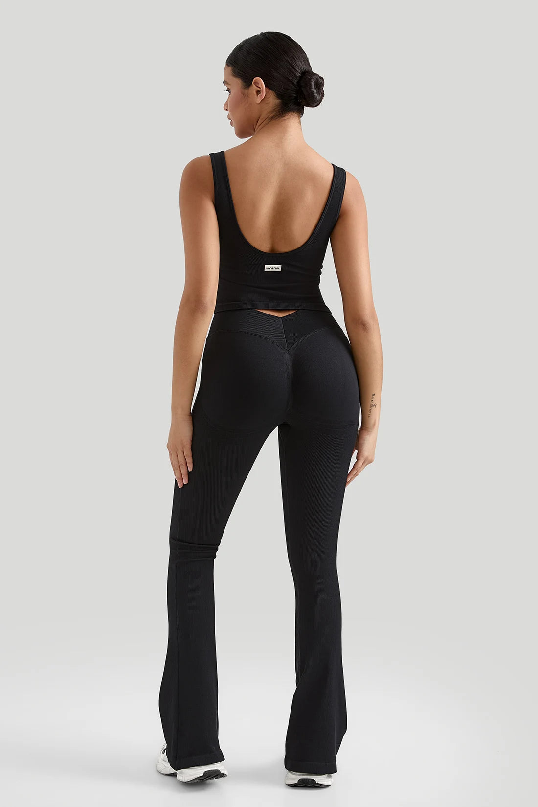 Geripptes Yoga Set Damen – Sport-BH, Weste & Schlaghose mit V-Bund | Gym Tracksuit