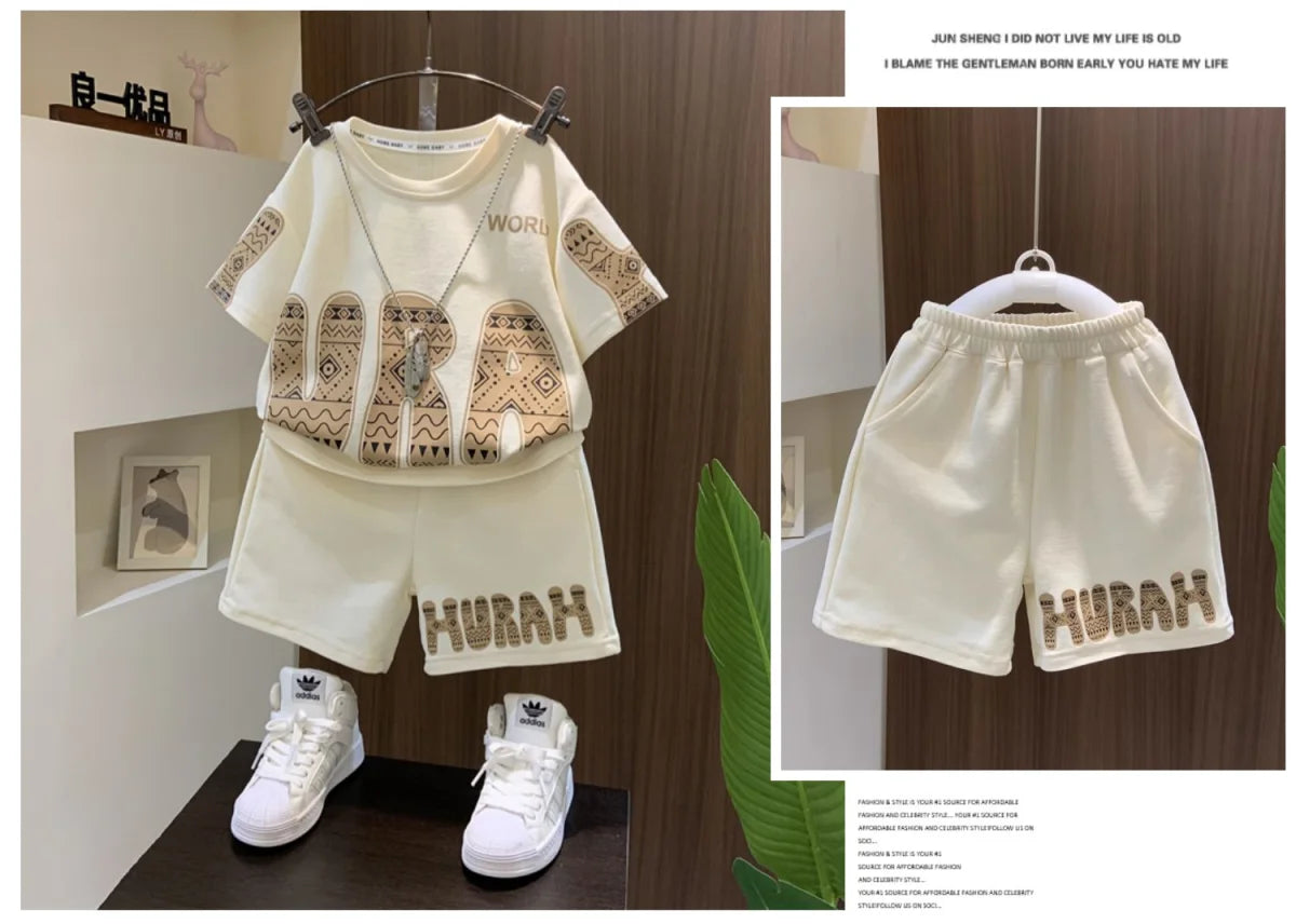Jungen 2-teiliges Sport-Set – Shirt & Shorts im Korean Style