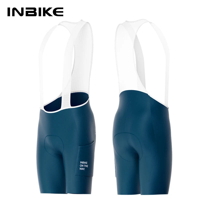 INBIKE Herren Fahrrad-Trägerhose – Gepolstert, atmungsaktiv, mit Taschen