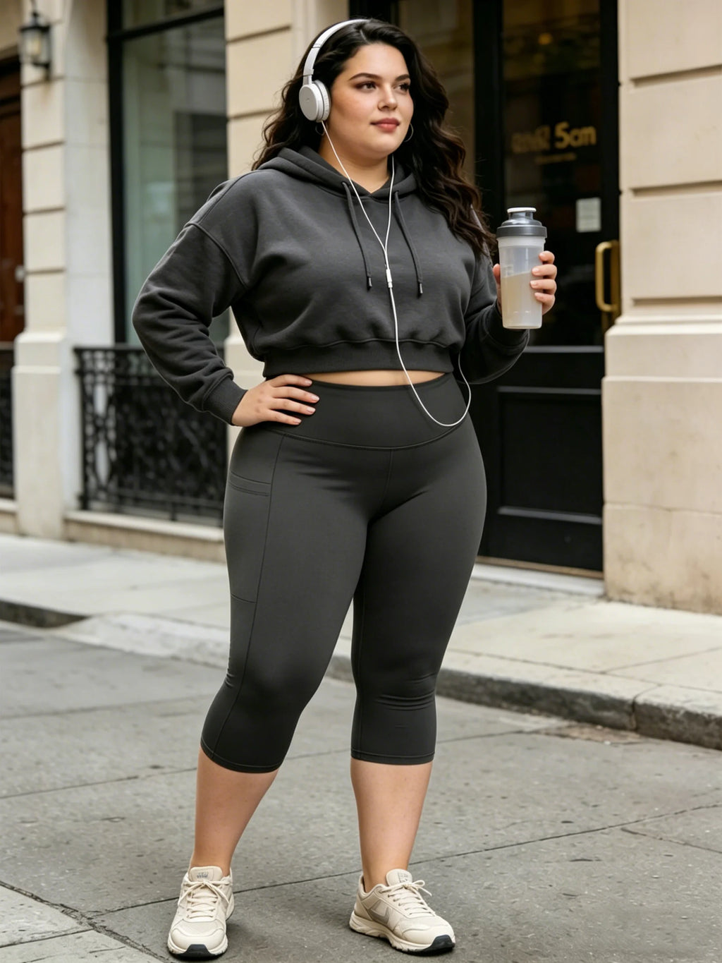 Damen Capri Leggings Plus Size – High Waist, Tummy Control, mit Taschen