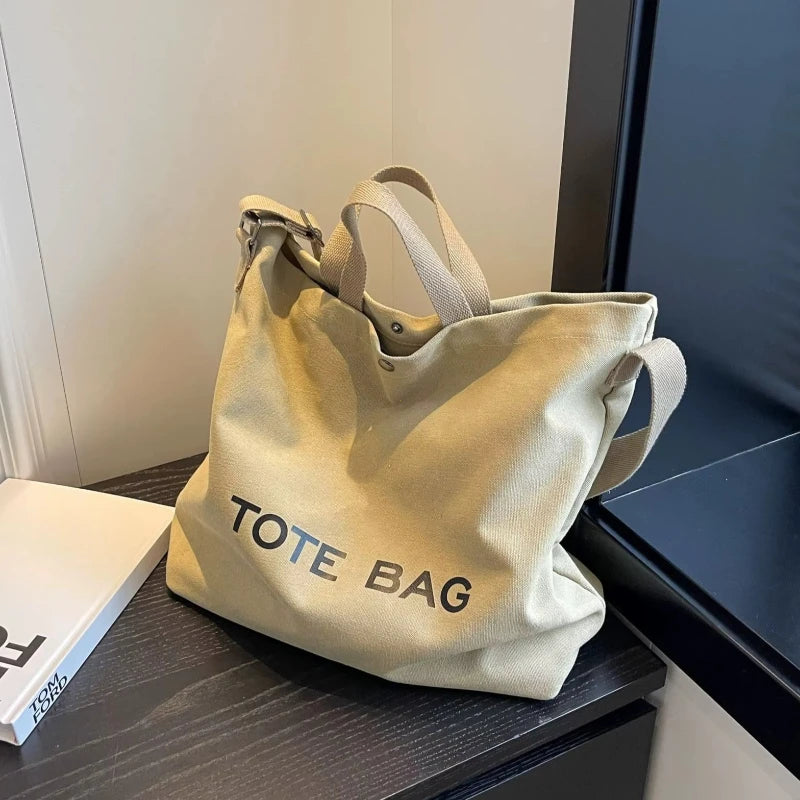 Damen Canvas Tote Bag – Retro-Style, Großes Fassungsvermögen