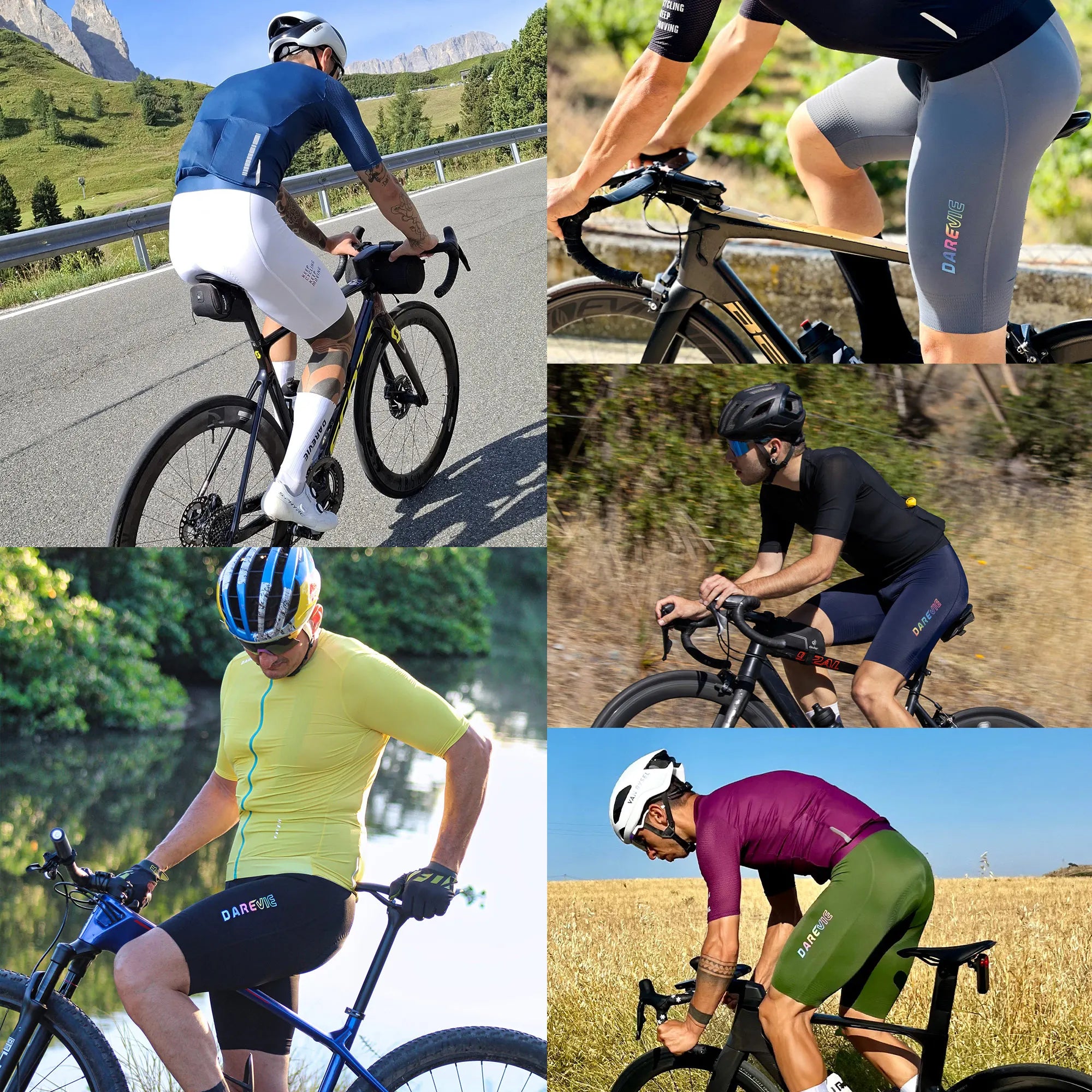 DAREVIE Cycling Bib Shorts Seamless 4.0 – Herren Trägerhose mit Italian Elastic Interface Pad & Diamond Leg Gripper