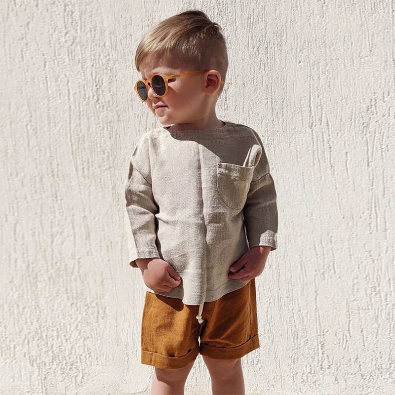 Kinder Leinen-Shorts | Unisex, Kordelzug, Locker, Sommer & Strand