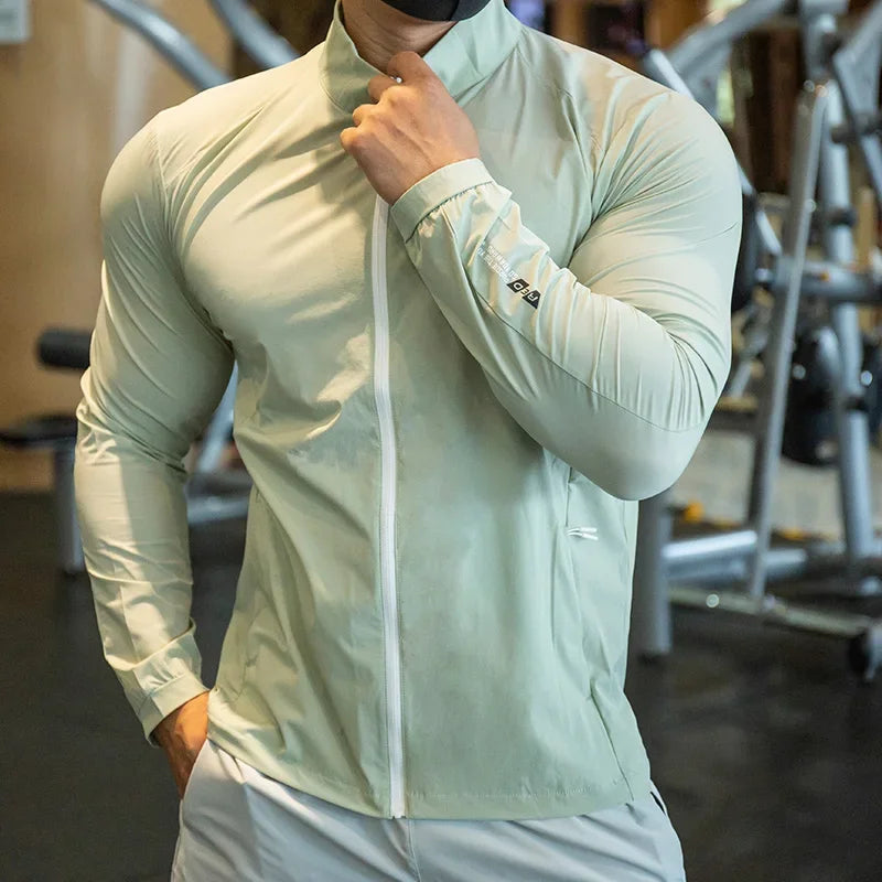 Herren Laufjacke – Elastisch, atmungsaktiv & schnelltrocknend | Kompressions-Oberteil für Gym, Laufen & Radfahren | XS–3XL