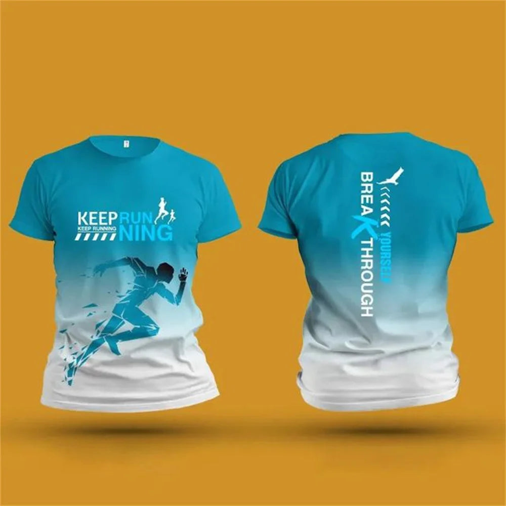 Herren 3D-Print Lauf-T-Shirt – Atmungsaktives Schnelltrocknend Gym Top