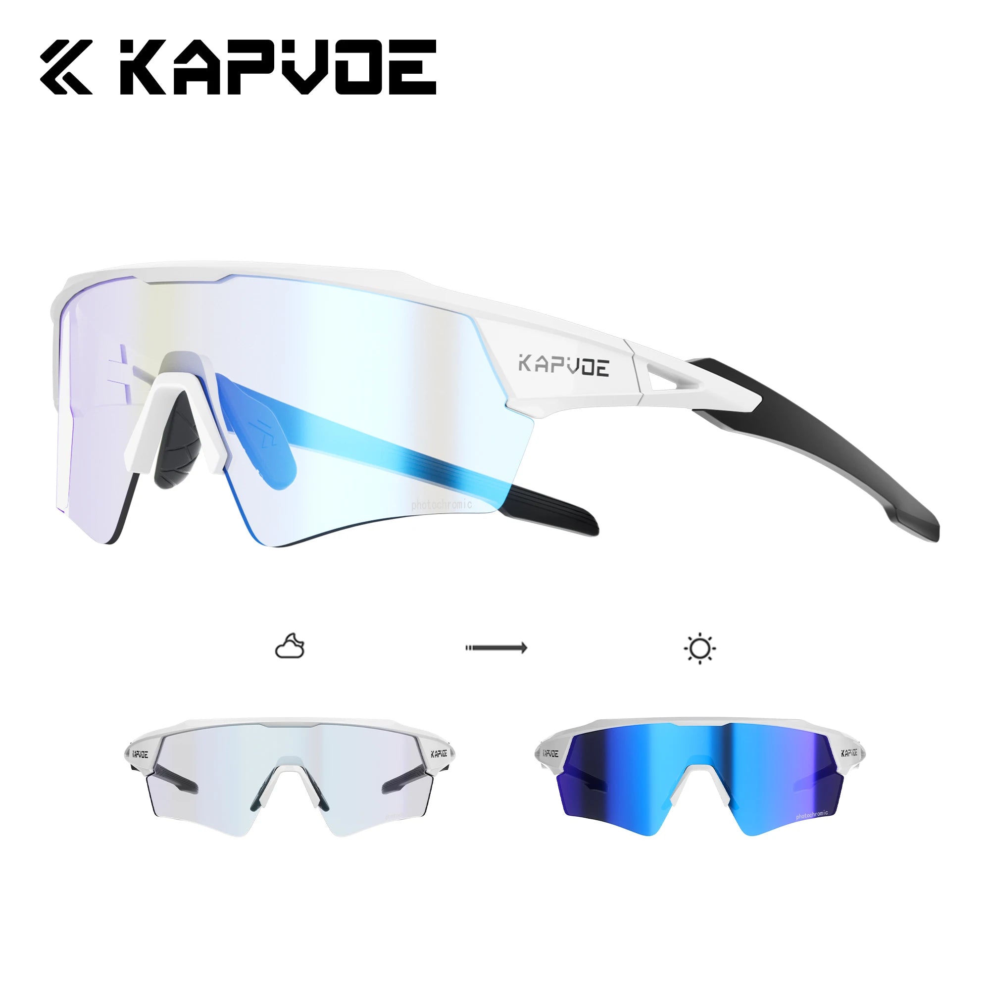 Kapvoe Photochromic Cycling Sunglasses for Men & Women – UV400 MTB Road Bike Eyewear, CE Certified