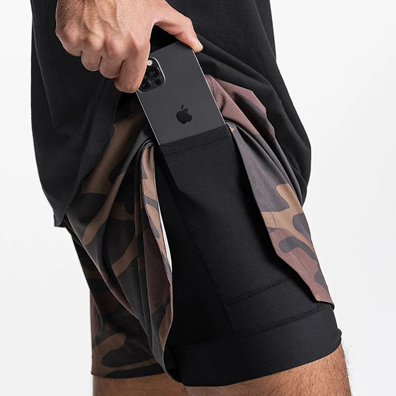 Herren 2-in-1 Sport-Shorts | Schnelltrocknend, mit Tasche – Laufen, Gym & Beach