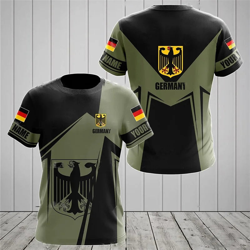 Herren 3D-Print T-Shirt – Deutsches Wappen, Schnelltrocknend, Oversized Streetwear