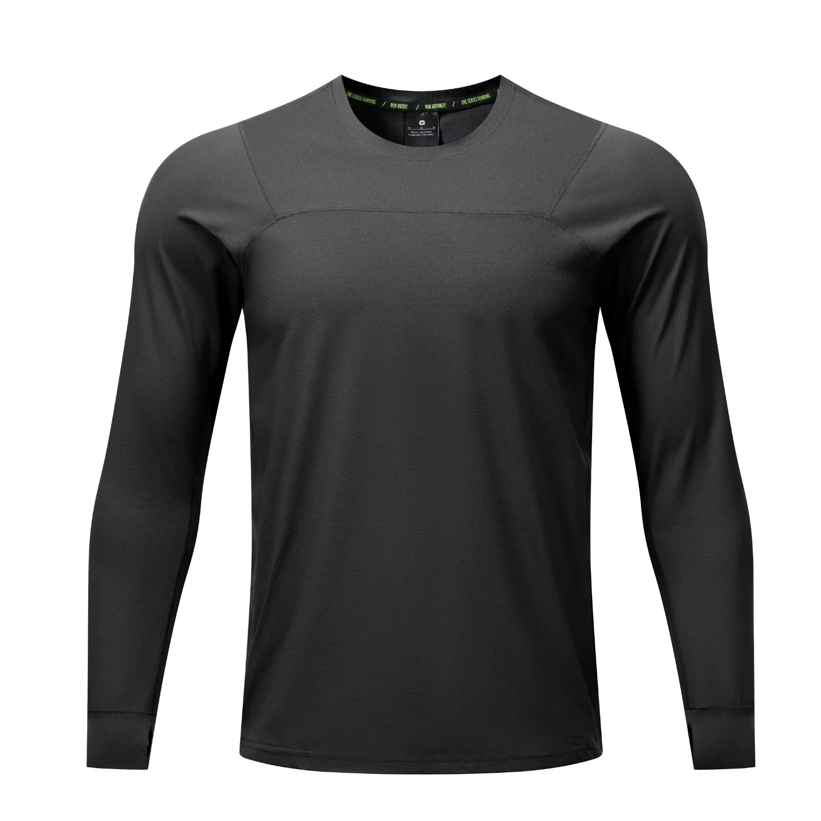 Herren Langarm Laufshirt – Schnelltrocknend, Loose Fit | Daumenloch & Tasche | Marathon, Outdoor | M–3XL (Asian Size)