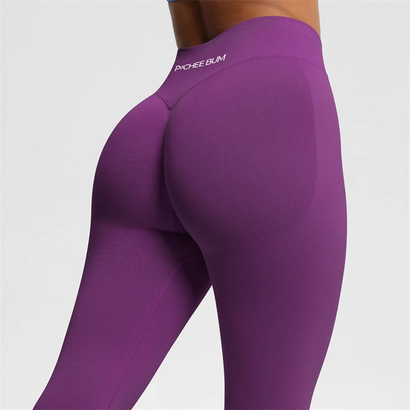 Damen Nahtlose Scrunch Butt Leggings – Low Ribbed Band, Bum Shaping, Yoga & Gym