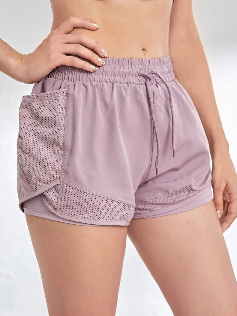 Damen Sport-Shorts mit Taschen | Elastisch, Yoga & Laufen – 2-in-1 Leggings-Look