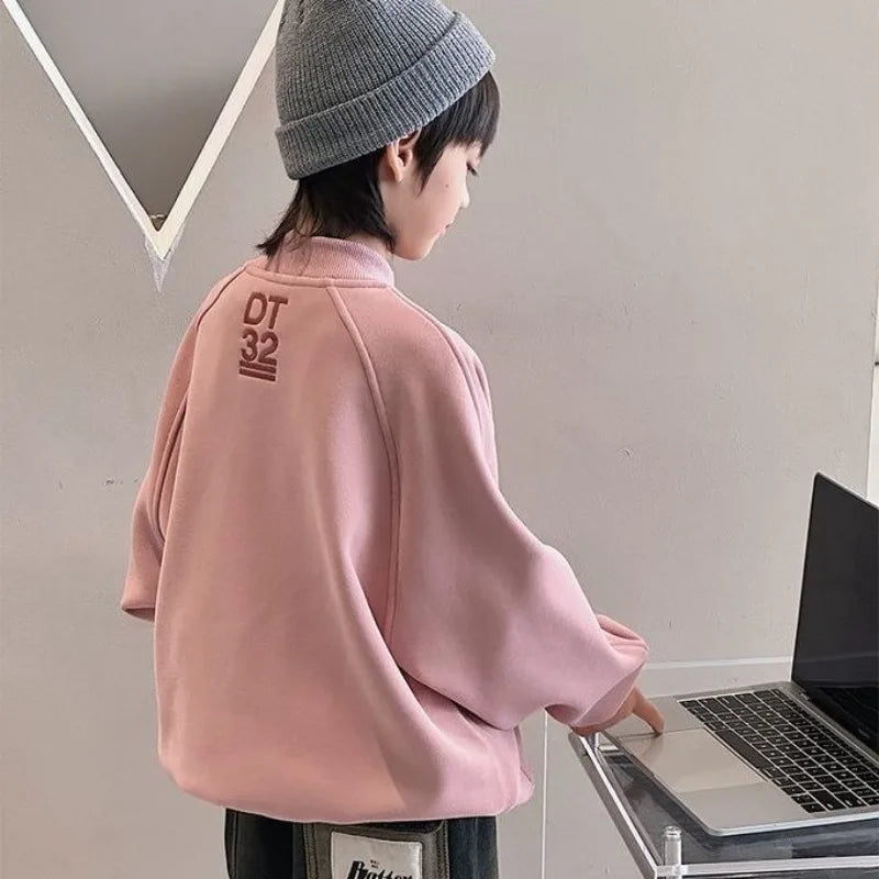 Jungen Fleece-Sweatshirt | Rundhals, Korean Style, Winter, 100–160 cm