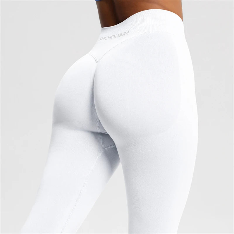 Damen Nahtlose Scrunch Butt Leggings – Low Ribbed Band, Bum Shaping, Yoga & Gym