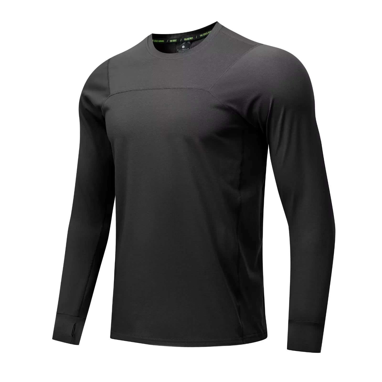 Herren Langarm Laufshirt – Schnelltrocknend, Loose Fit | Daumenloch & Tasche | Marathon, Outdoor | M–3XL (Asian Size)