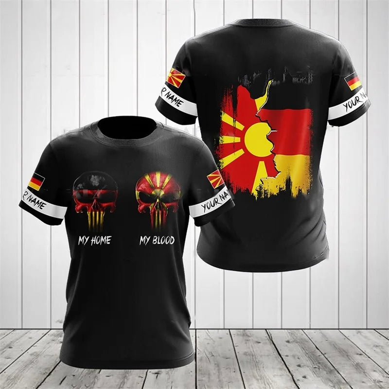Herren 3D-Print T-Shirt – Deutsches Wappen, Schnelltrocknend, Oversized Streetwear