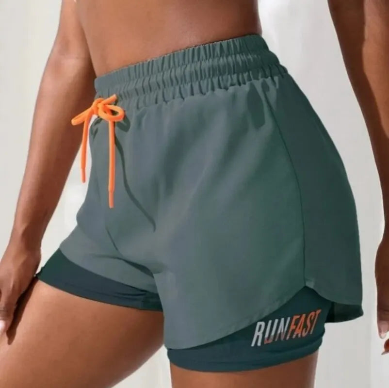 LaufWerk FlexShorts Women – High Waist Fake Two-Piece Shorts für Yoga & Running