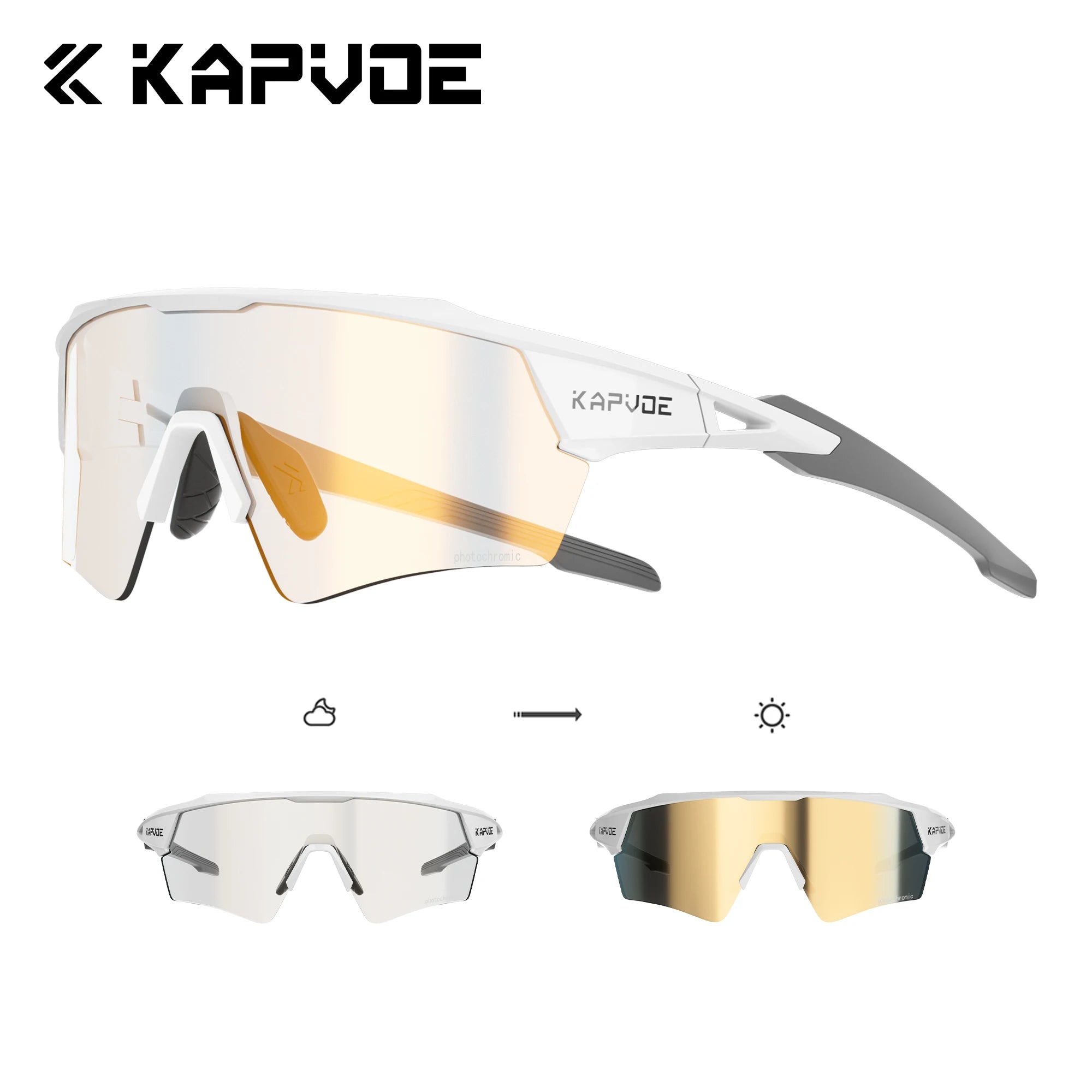 Kapvoe Photochromic Cycling Sunglasses for Men & Women – UV400 MTB Road Bike Eyewear, CE Certified