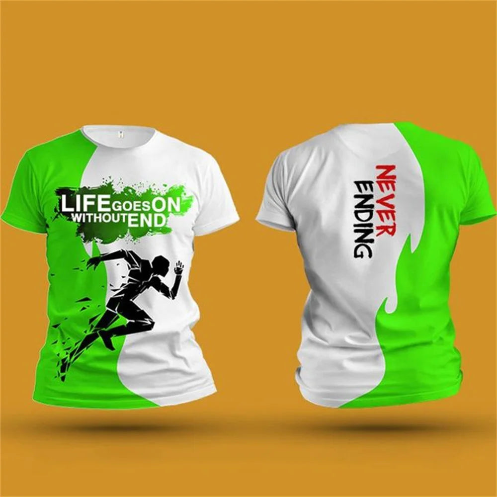 Herren 3D-Print Lauf-T-Shirt – Atmungsaktives Schnelltrocknend Gym Top