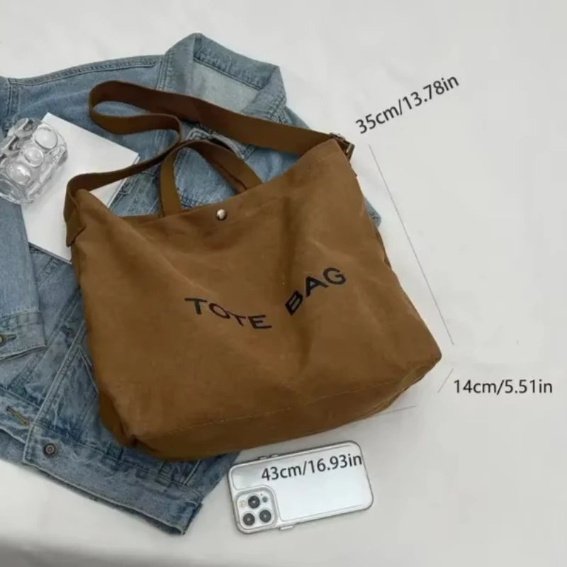 Damen Canvas Tote Bag – Retro-Style, Großes Fassungsvermögen