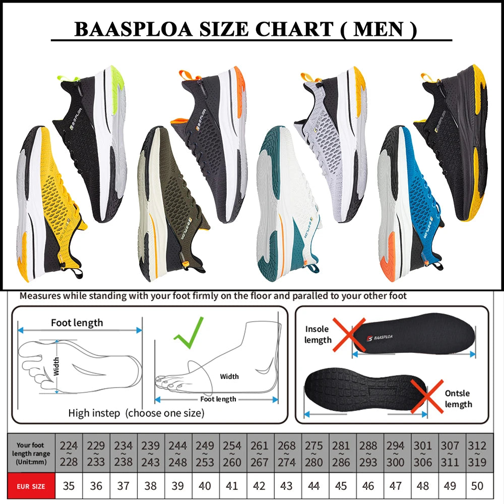 Baasploa Leichte Herren Laufschuhe – Atmungsaktives Mesh, Komfort für Sport & Freizeit