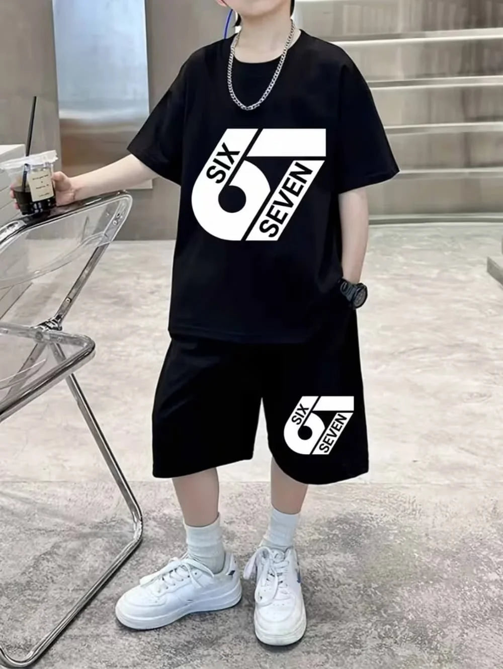 Kinder 3D-Print Set – T-Shirt & Shorts