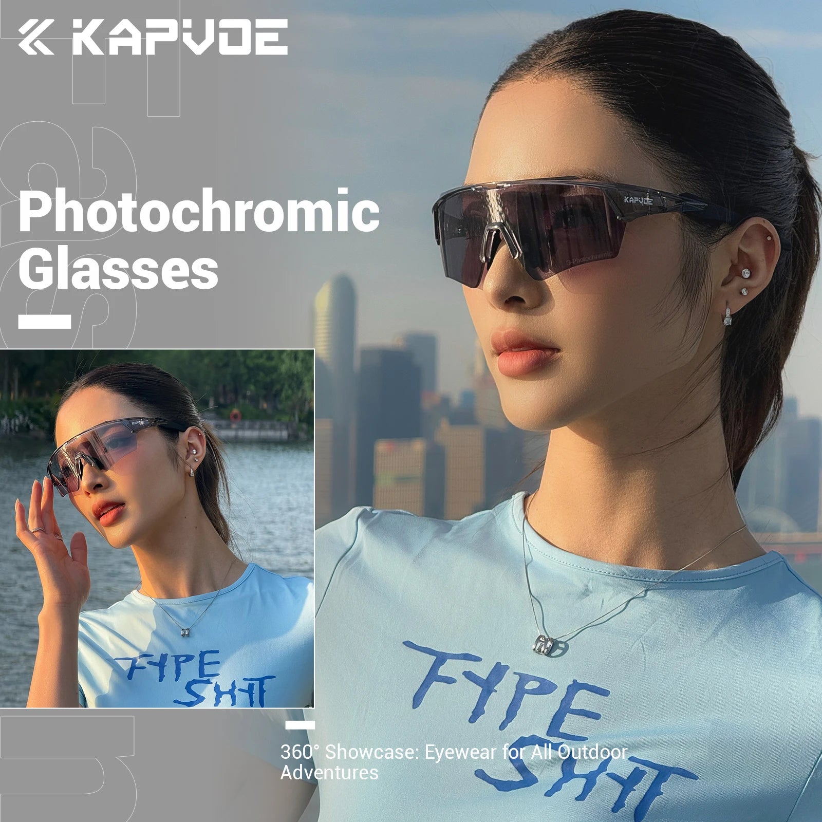 Kapvoe Photochromic Cycling Sunglasses for Men & Women – UV400 MTB Road Bike Eyewear, CE Certified