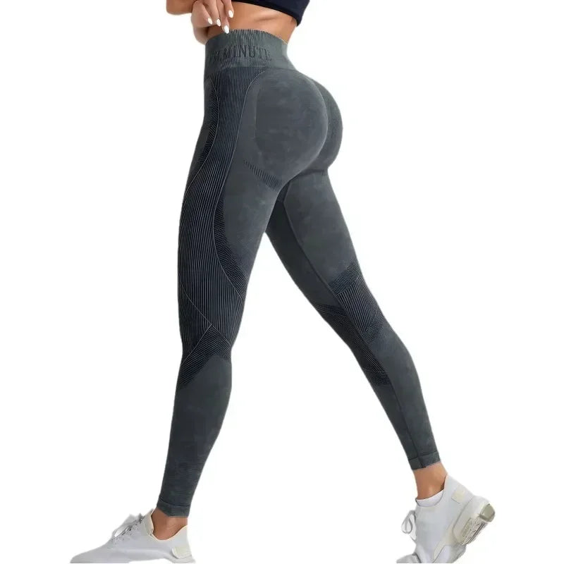 Damen Nahtlose Yoga Leggings – High Waist, Hip Lifting, Sand-Washed
