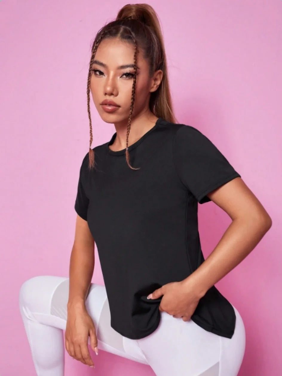 Yoga Outfit Damen – Lockeres Sport-T-Shirt mit Mesh-Rücken, atmungsaktiv & schnelltrocknend